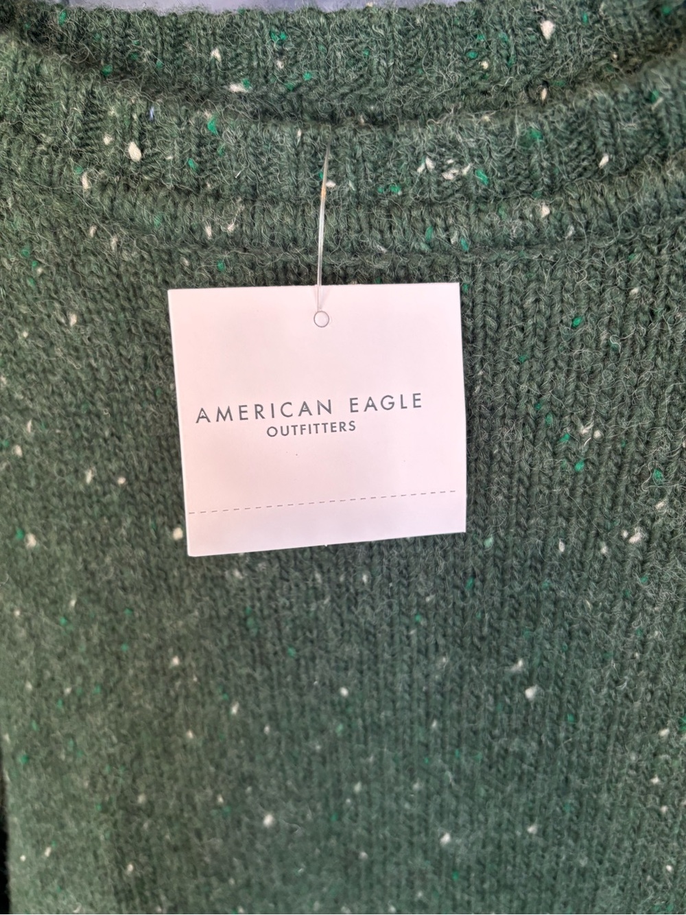 American Eagle Outfitters Olive Green Speckled Crewneck Sweater - Picture 2 of 3